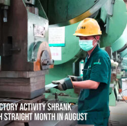 China’s factory activity shrank for a fifth straight month in August.